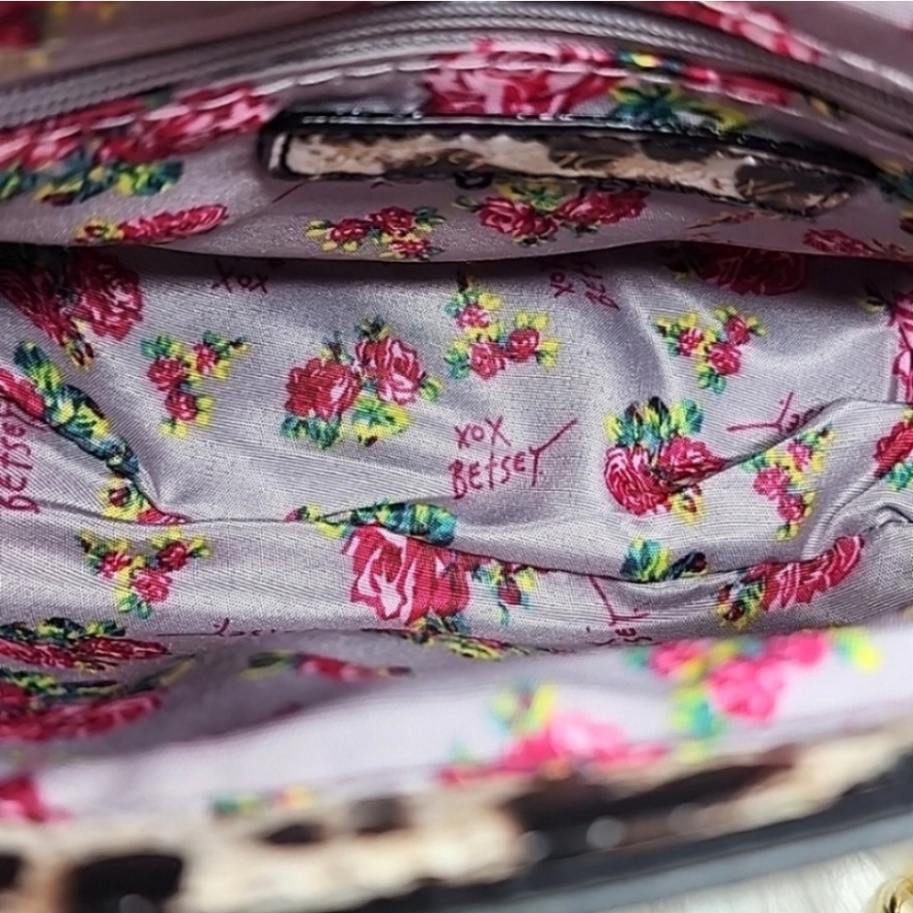 Betsey Johnson Top Handle Floral Leopard Crossbody Bag Purse - Picture 10 of 16